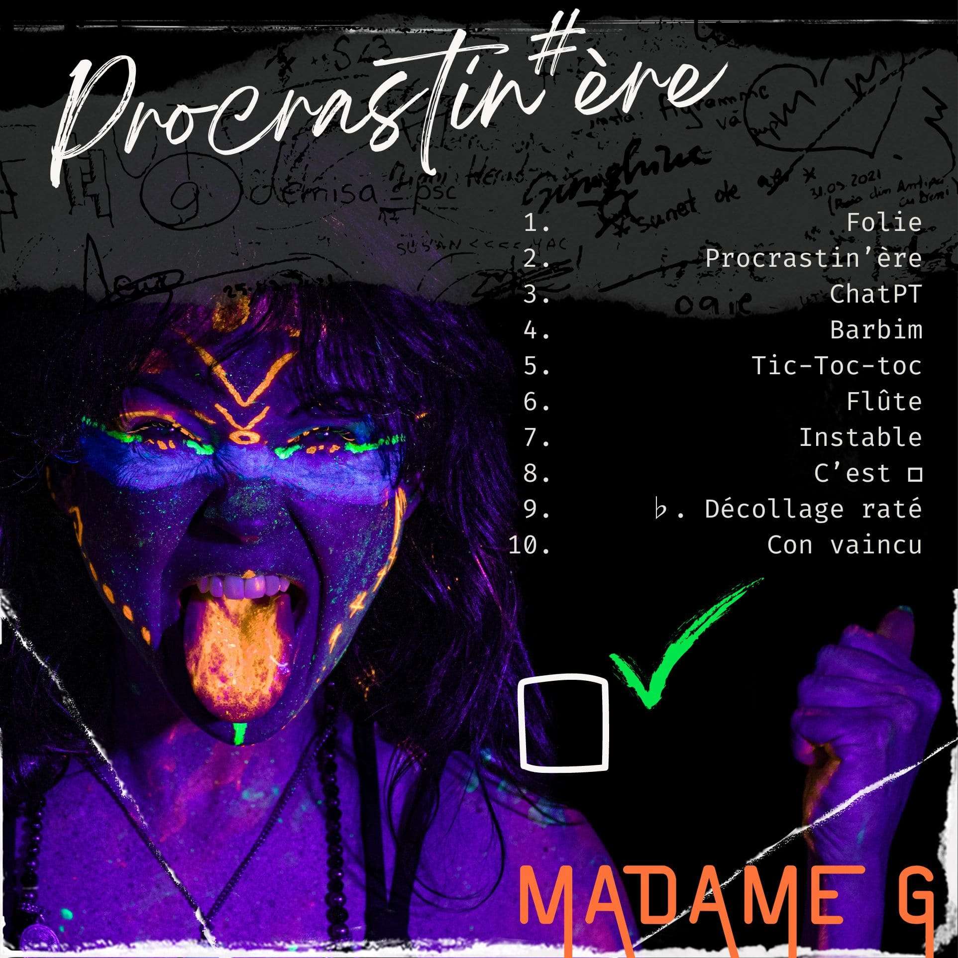 Verso de Procrastin’ère avec les titres de l’album
